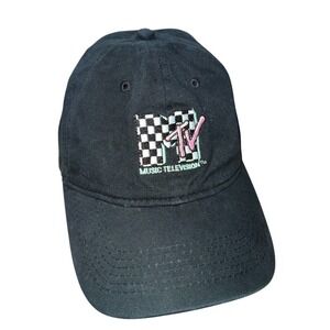 MTV Logo Throwback Black Mens‎ Pre-Owned Black Retro Logo Strapback Hat Cap